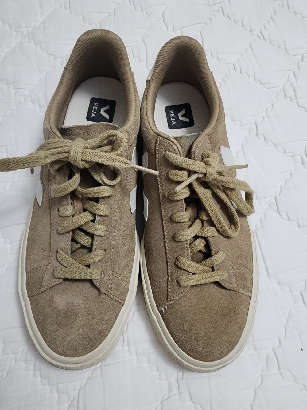 Veja Taupe Suede Men's Sneakers with White V
